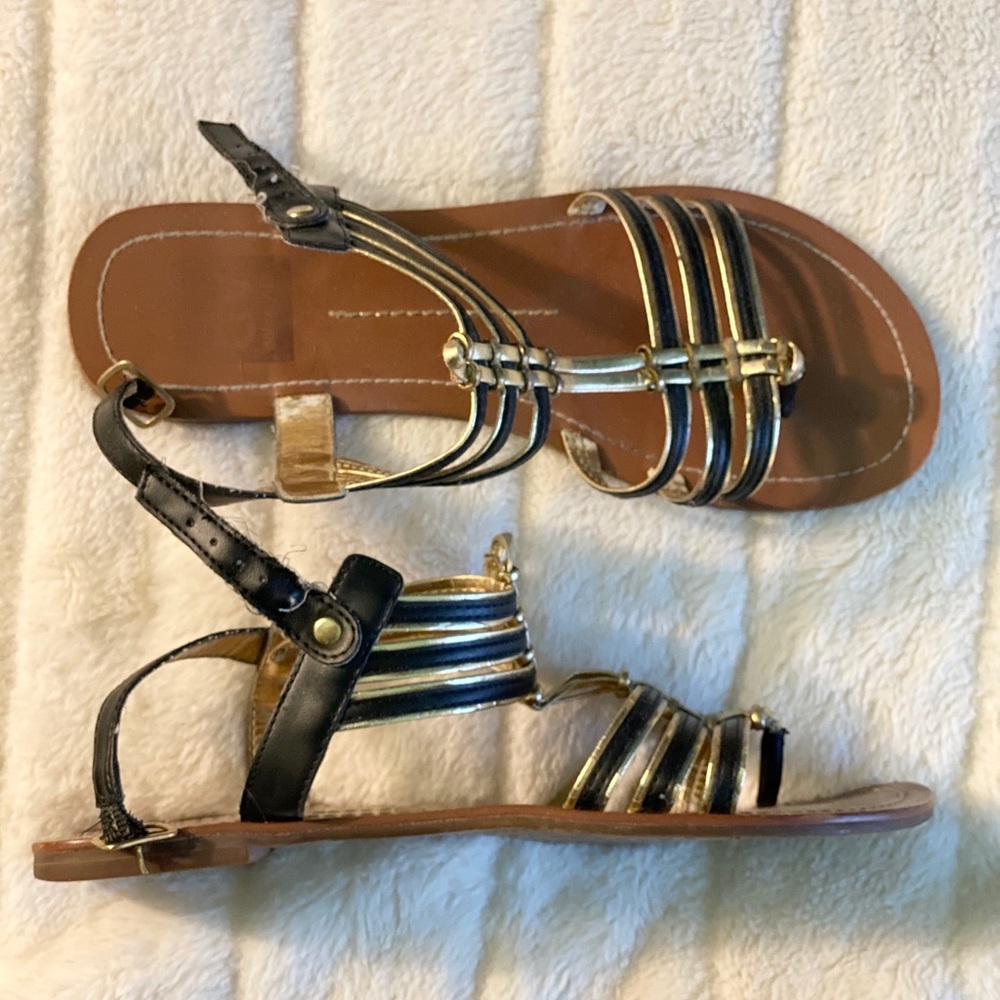 Gold & Black Gladiator Sandals